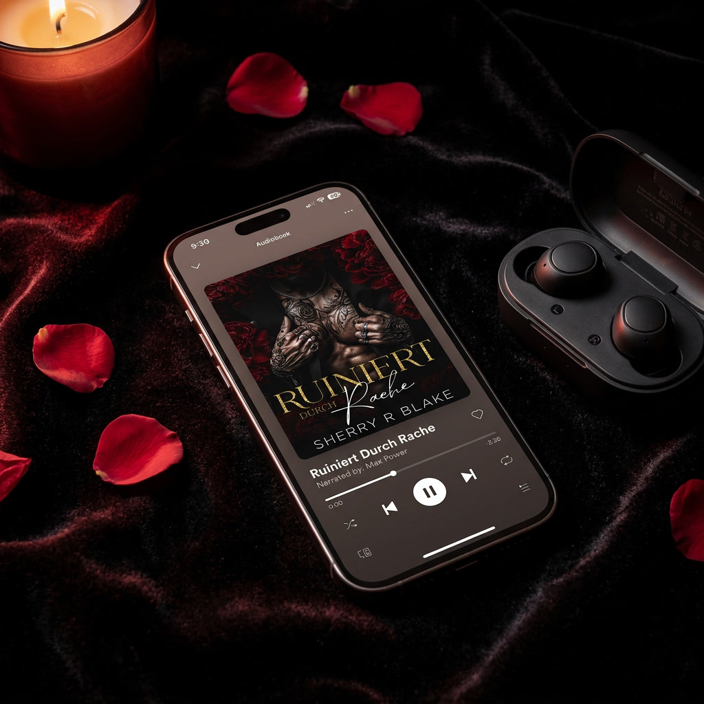 Ruiniert Durch Rache Hörbuch - dark romance flat lay lifestyle - Sherry Blake
