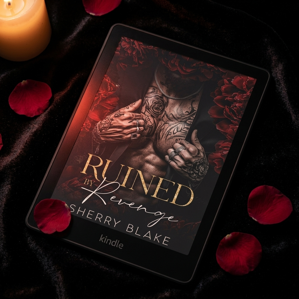 Ruined by Revenge Kindle ebook - dark romance flat lay lifestyle - Sherry Blake