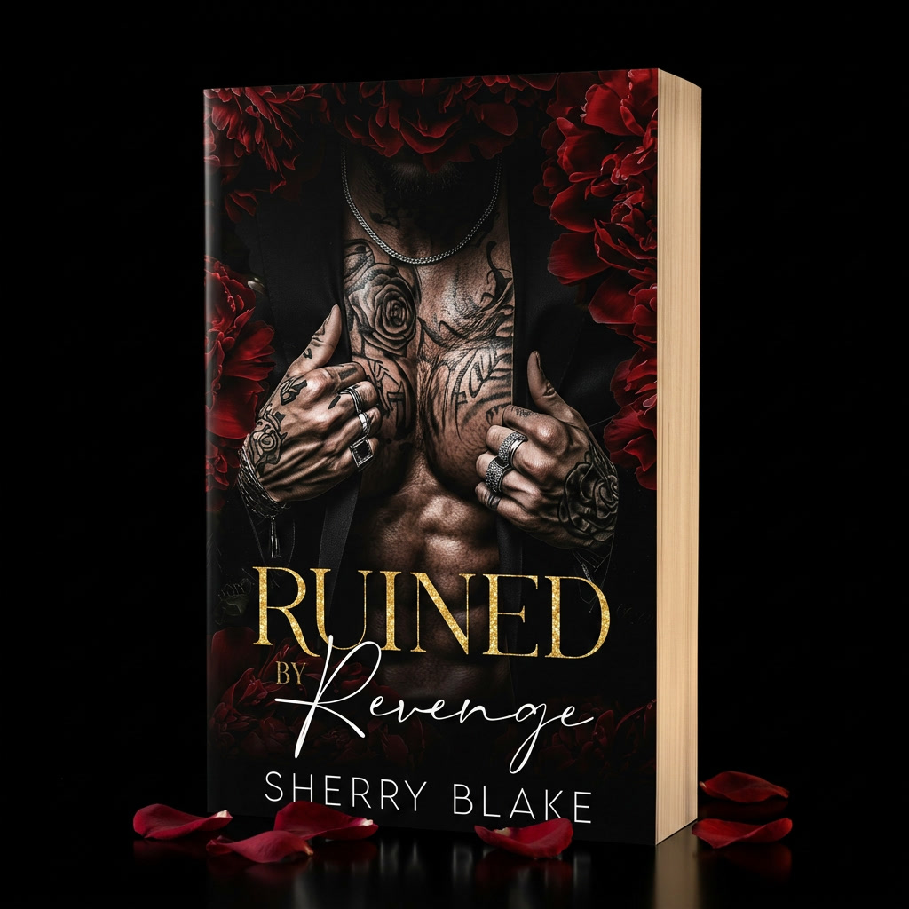 Ruined by Revenge paperback book - dark mafia romance editorial photo - Sherry Blake