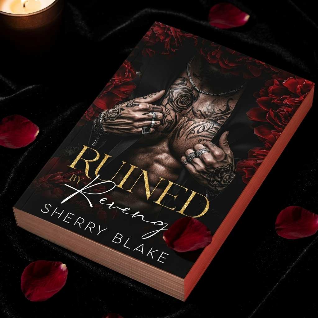 Ruined by Revenge paperback book - dark romance flat lay lifestyle - Sherry Blake